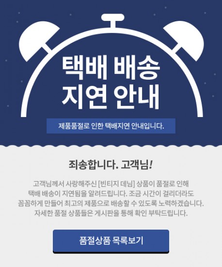 배송지연 안내 팝업